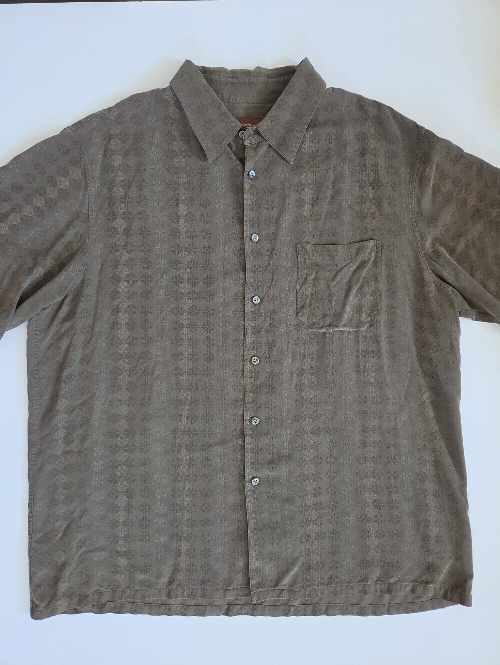 100% Silk mens XXL neutral brown button down shirt Marks & Spencer Collezione